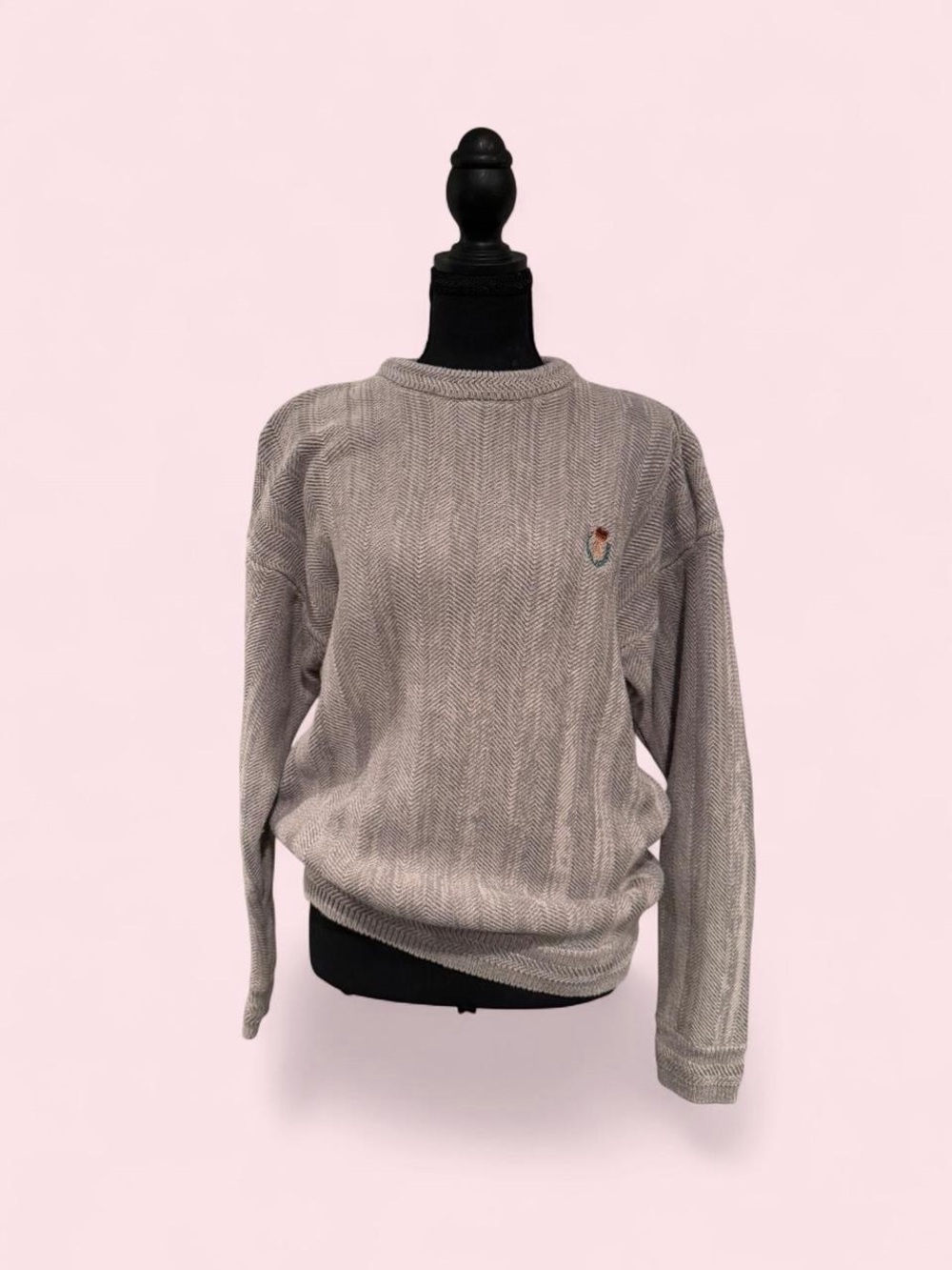 Ralph Lauren Light Gray Herringbone Crewneck Sweater